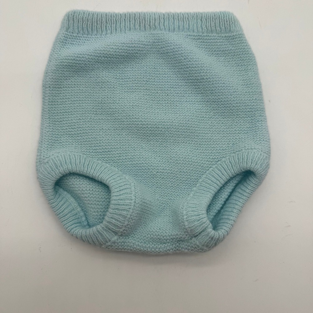 Baby Blue Knit Diaper Cover Bloomers Approx US 6–9 Months